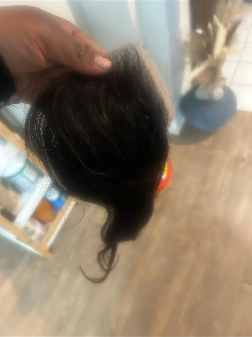 Long Natural Wave Human Hair Wig in Dark Brown